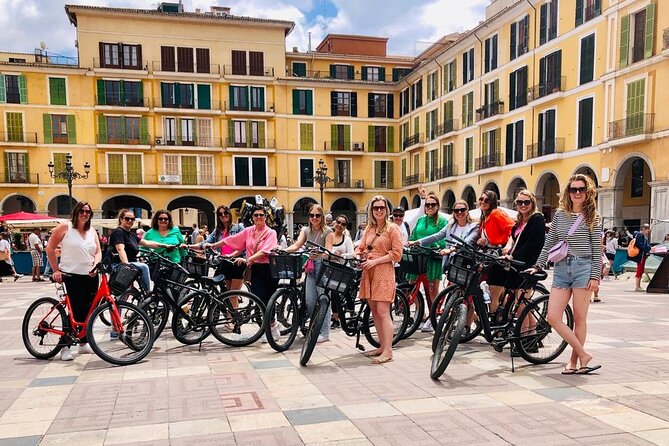 Palma de Mallorca Bike Tour with tapas - Basilica church pass-by, then City Hall, an old olive tree, and Passeig des Born